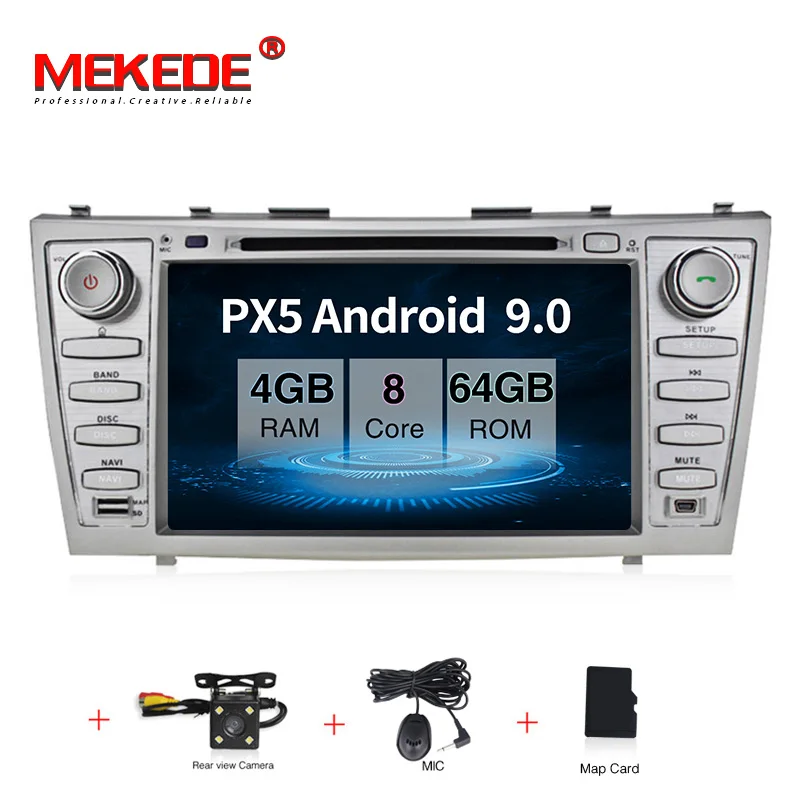 PX5 android 9,0 4 Гб+ 64 ГБ Автомобильный мультимедийный плеер навигация gps DVD для toyot camry 2007-2010 с wifi BT carplay USB TMPS navi - Цвет: add camera