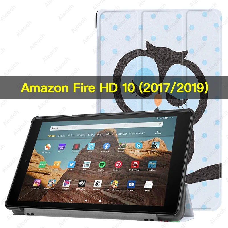 Owl Для Amazon Kindle Fire HD 10 / чехол смарт-Магнитная подставка флип-чехол из искусственной кожи для Amazon Kindle Fire HD 10 чехол Funda - Цвет: Owl