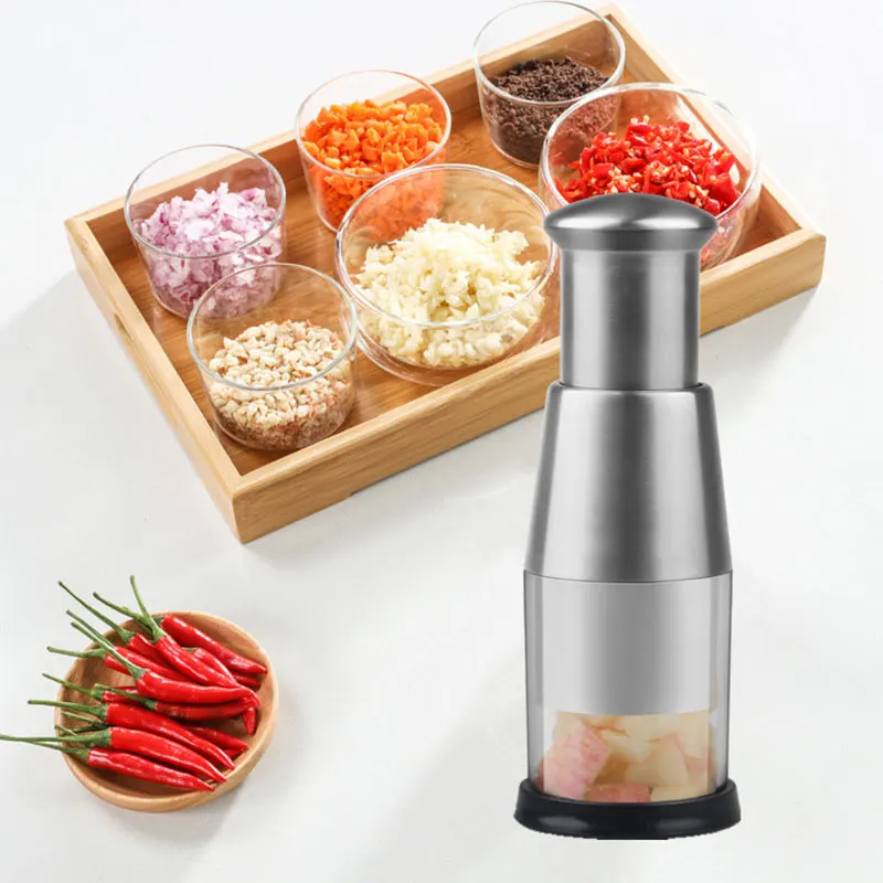 Garlic Chopper Stainless Steel Garlic Cutter Multifunctional Manual Chopping Tool Time Saver for Vegetables Salads Accessories afbeelding