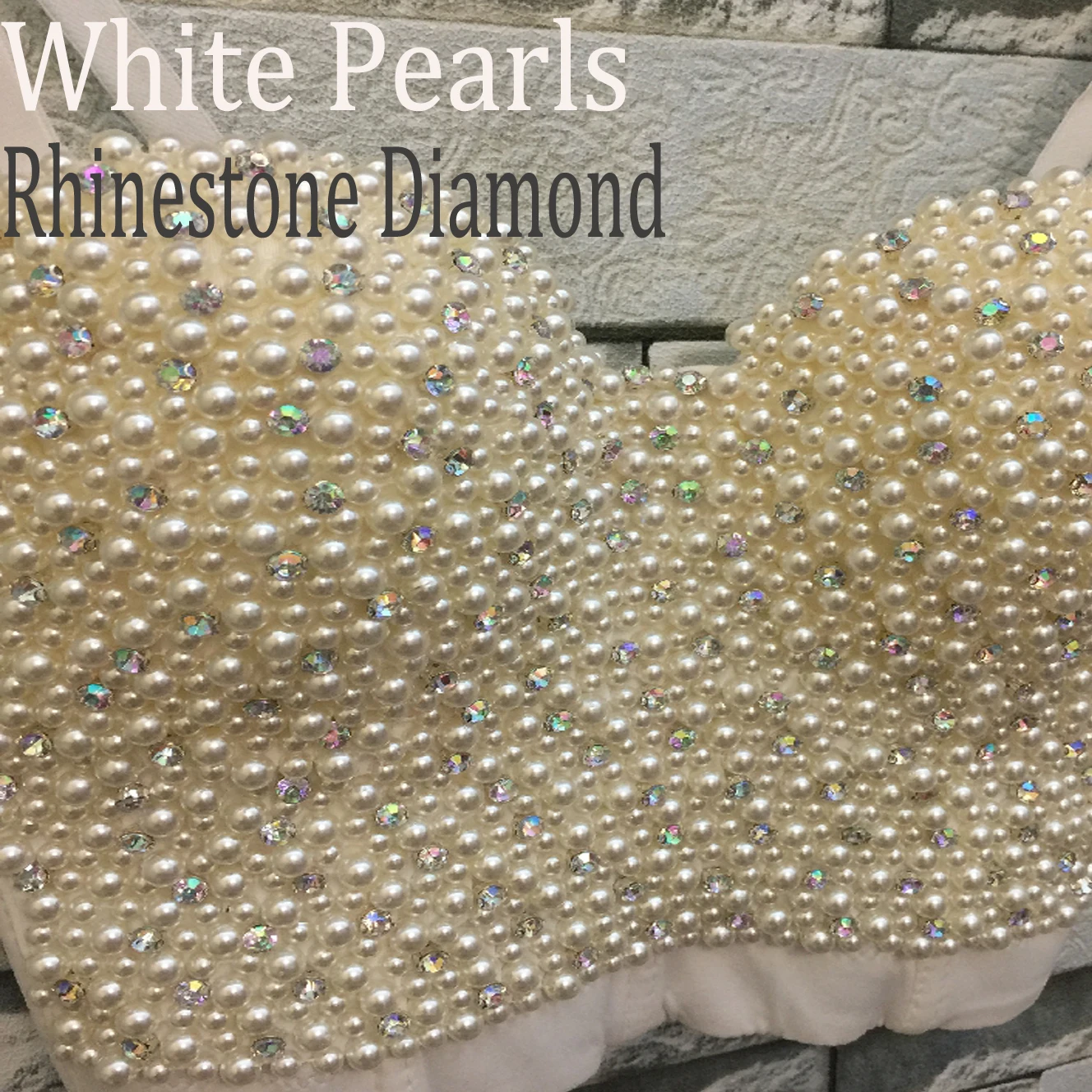 white pearl Diamond Бальные костюмы сценические вечерние Клубные радужные Кристаллы Стразы Алмазные блестки заклепки жемчуг пуш-ап бюстье короткий топ корсет Bralette - Цвет: white pearl Diamond