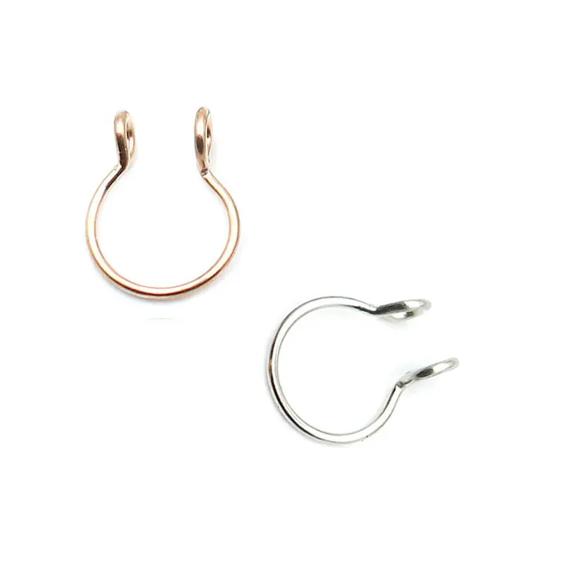 Steel and RG 2pcs/lot Fake Septum Cute Nose Ring Stainless Steel Clip Hoop For Women Nose Studs Piercing Jewelry 5 Colors - Окраска металла: Steel and RG