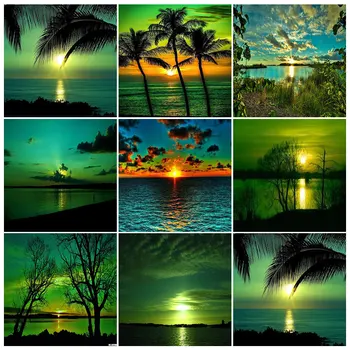 

2020 Photo Custom 5d Aurora landscape diamond painting full drill round homefun Cross Stitch Diamond Mosaic Diamond Embroidery