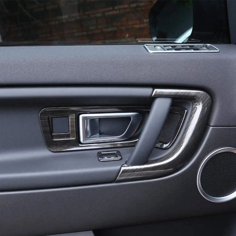 

ABS Plastic Interior Door Handle Trim Frame Cover For Land Rover Discovery Sport 2015 2016 2017 Black Ash Wood