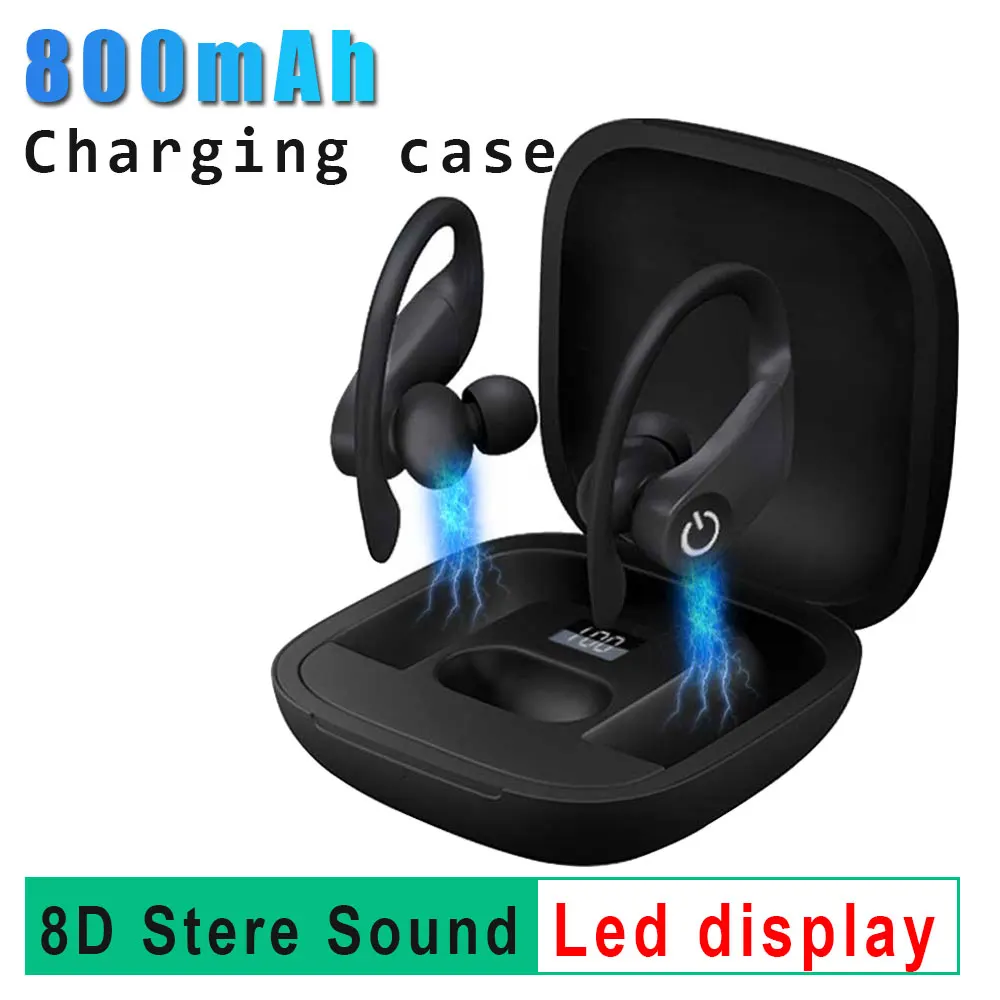 Беспроводные наушники B5 TWS Bluetooth 5 0 спортивные с крючком 8D стереонаушники