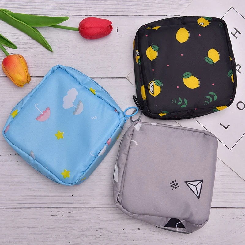 Portable Fabric Large Capacity Sanitary Towel Napkin Pad Tampon Purse Bag Organizer Pouch Girls Feminine Hygiene Pad Storage