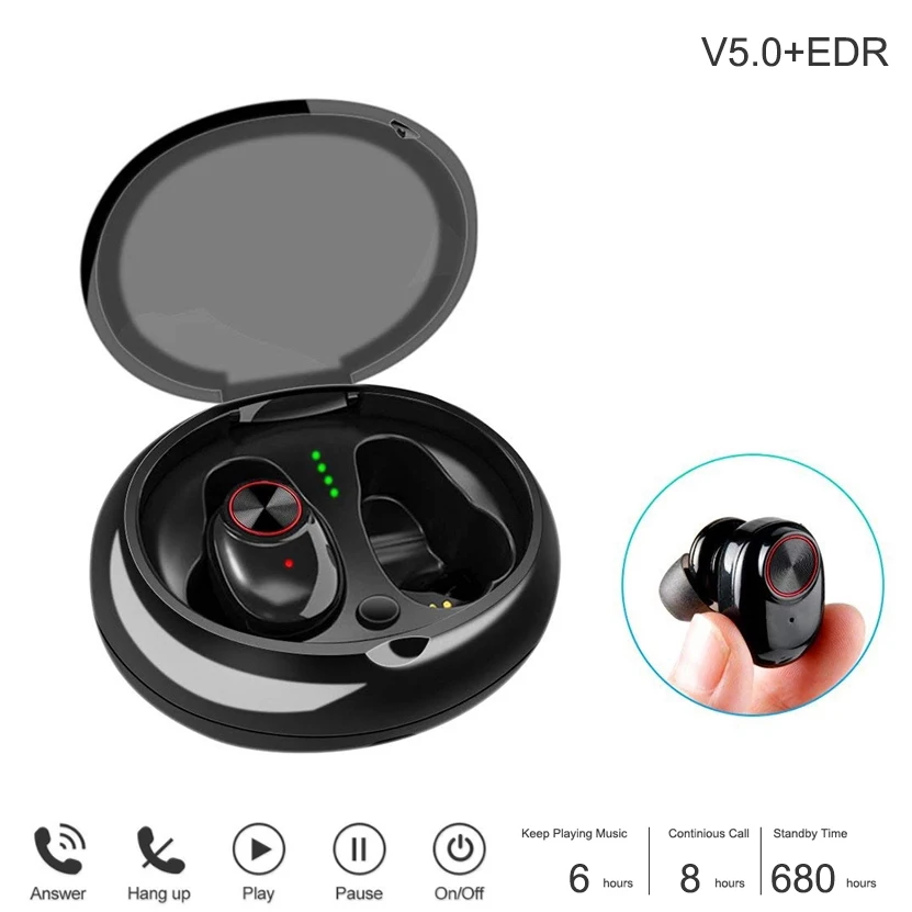 

Bluetooth 5.0 EDR Bluetooth Headset Wireless Earbuds Mini True Bluetooth 5.0 Stereo Earphone Bass in-Ear Headset