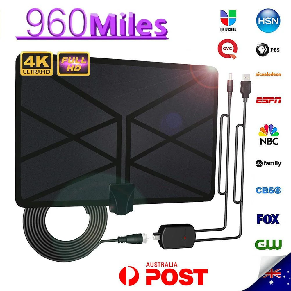 Антенна ТВ цифровой HD 960 Миля Диапазон Skywire ТВ Крытый 1080P 4K 25FT коаксиальный кабель