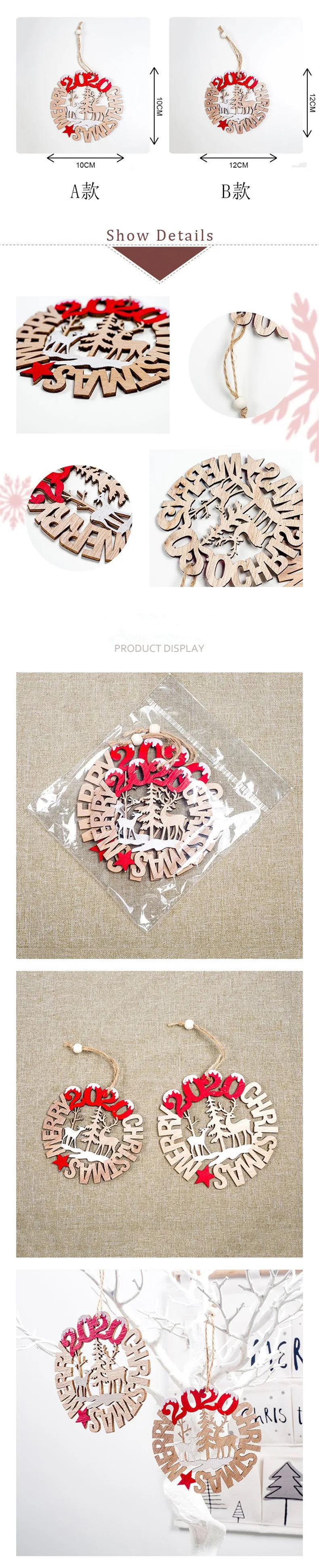 ew 2020 Xmas Letters Elk Tree Wooden Sign Creative Christmas Tree Decoration for Home Pendant Hanging Ornament Hollow  QW90 (4)