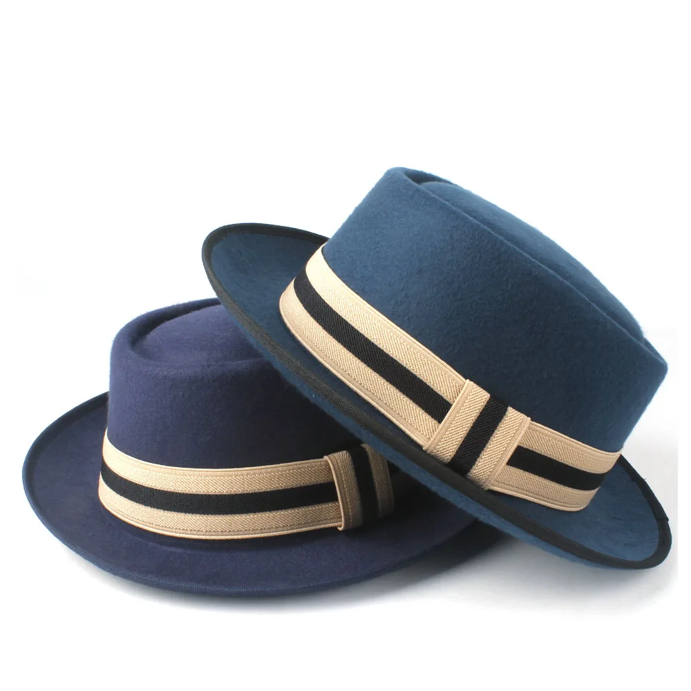 Fashion Men Women Pork Pie Hat Party Hat For Lady Fedora Hat For Gentleman Outdoor Flat Fedora Jazz Hat Size 58CM