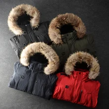 51 градусов теплый мужской зимний толстый холодный ветрозащитный длинный секционный пуховик мужской повседневный свободный большой меховой воротник с капюшоном пуховик пальто