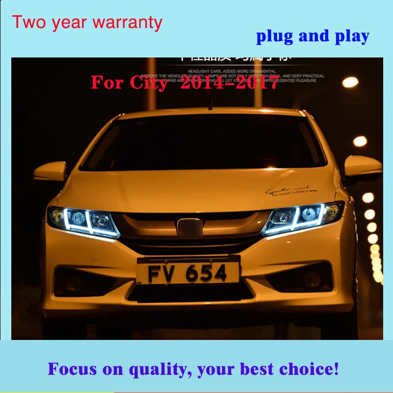 Автомобильный Стайлинг для Honda City- светодиодный головной светильник для города Головной фонарь СВЕТОДИОДНЫЙ дневной ходовой светильник светодиодный DRL Bi-Xenon HID