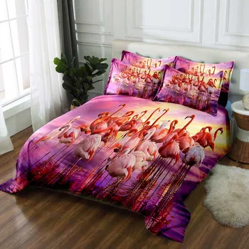 

WOSTAR 2020 classic bedding luxury Home textiles queen king duvet cover and pillowcases Home textiles linen bedclothes flamingo