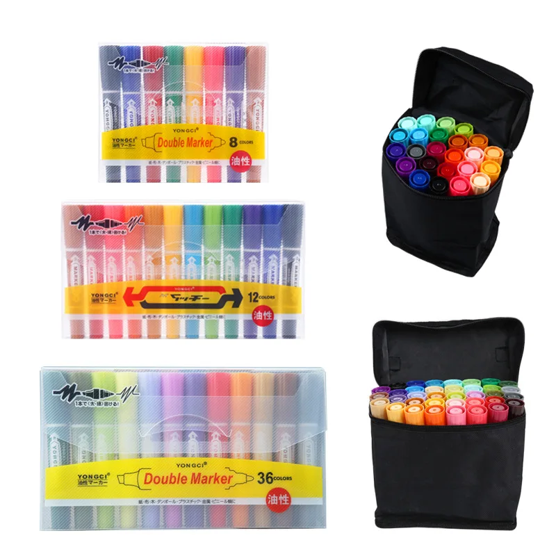 

Marker Pen Additive Ink Oily Marking Pen Color Double Headed Marker Package for Student Pop hai bao bi