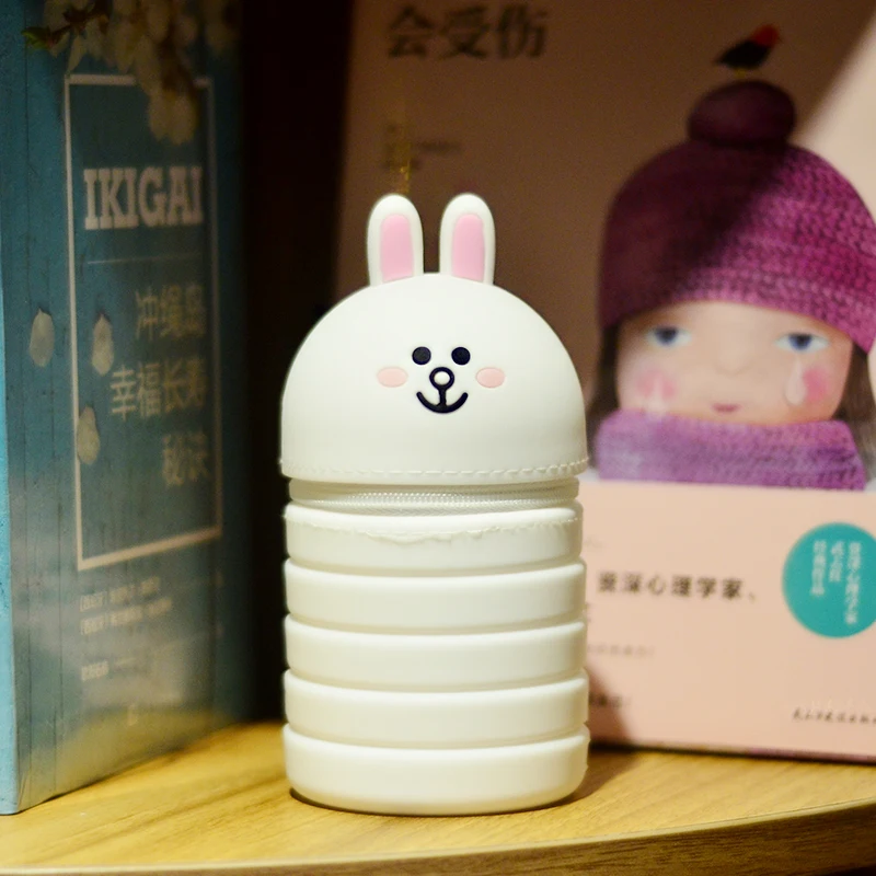 

Cartoon Rabbit Cosmetic Makeup Bag Kawaii Silicone Pencil Case For Girls Pencil Box Stationery Pencilcase Cute School Supplies