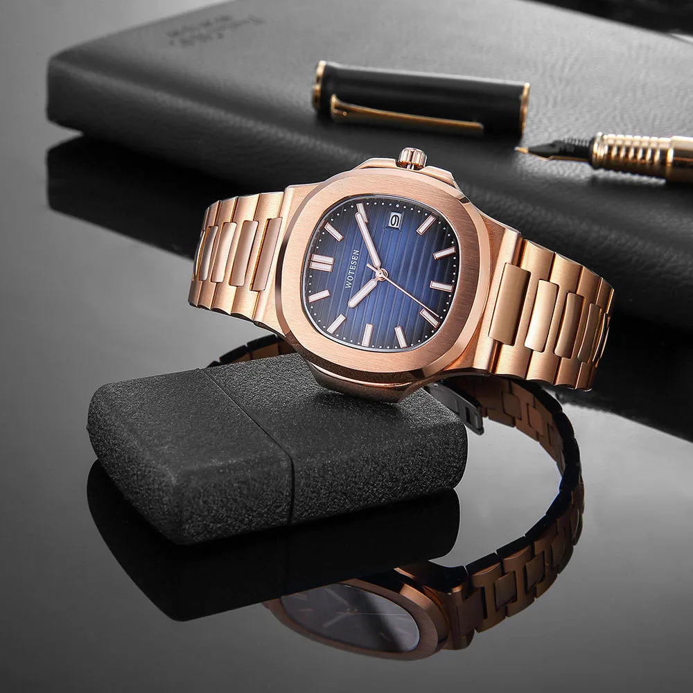 AAA часы для мужчин s Лидирующий бренд Роскошные полностью стальные военные наручные часы для мужчин Patek 30 м водонепроницаемые бизнес светящиеся кварцевые часы