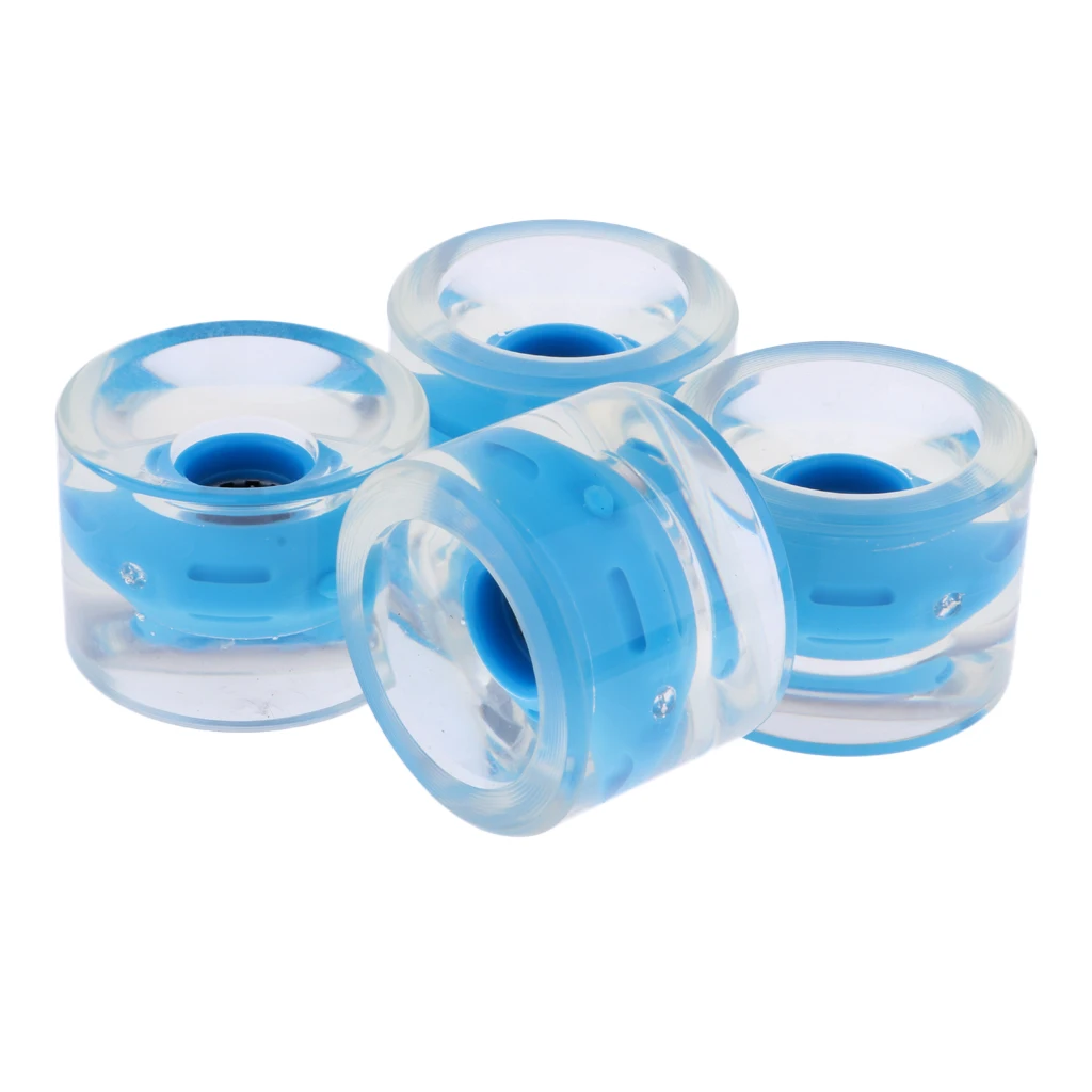 12pcs Skateboard Longboard Wheels Replacement Flashing Light Up with Magnetic Core Glow at Night Bearing Wheels 70mm