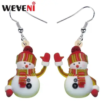 

WEVENI Acrylic Christmas Scarf Hat snowman Earrings Drop Dangle Sweet Jewelry For Women Girls Lovers Charms Gifts Hot Sale 2019