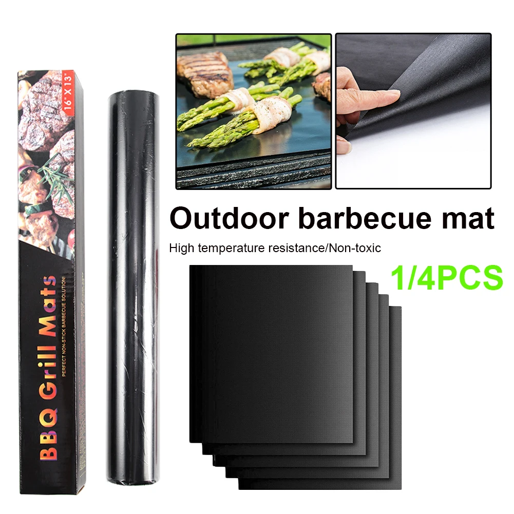 4Pcs Grill Mat Non-Stick Reusable Barbecue High Temperature Resistant Roast Sheet For Picnic BBQ Camping Baking Accessories |