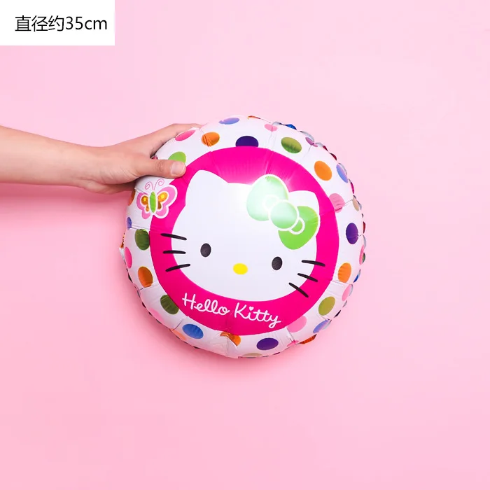 Round powder point Мультфильм hello kitty алюминиевые воздушные шары для украшения вечеринок детский день рождения свадебное украшение игрушки алюминиевый шар - Цвет: Round powder point
