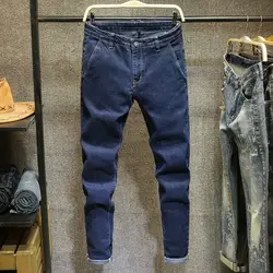 2019Men's джинсы-шаровары, потертые ноги, блестящие джинсовые черные штаны в стиле хип-хоп, облегающая спортивная одежда, штаны для бега с