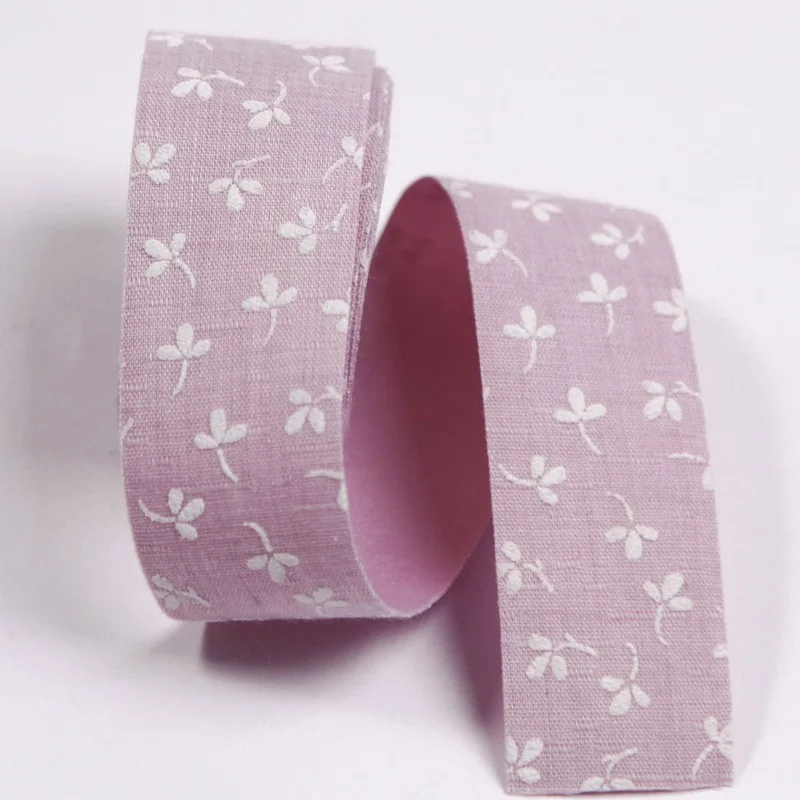 Clover Cotton Linen Printed Ribbon for Diy Bow Headwear 5 yards