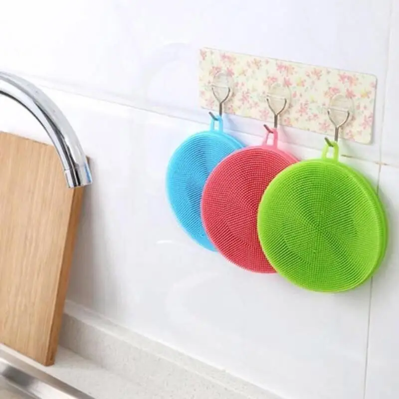 

Mutifaction KitchenTools Eraser Sponge Silicone Dishwashing Sponge Scouring Pads Soft Cleaning Brush Hangable Silicone Scrubber