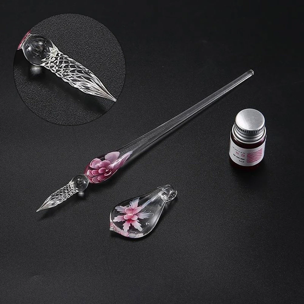 

1 Pc New Creative Crystal Glass Dip Pen Signature Pen Fountain Pens Bussiness Offices School Stationery For Students Supplies