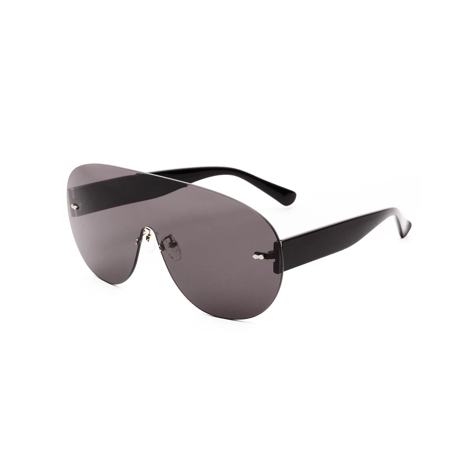 Oversized Rimless pilot Sunglasses Women New Luxury Brand Fashion Flat Top Red Blue Clear Lens One Piece Men Glasses NX - Цвет линз: black