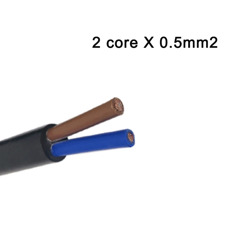 2 core X 0.5mm2 10 м резиновый мягкий кабель 18 AWG 0,75 мм2 силовой провод 2/3 жилы контакты медный провод проводник Электрический YZW кабель черный - Цвет: 2 core X 0.5mm2