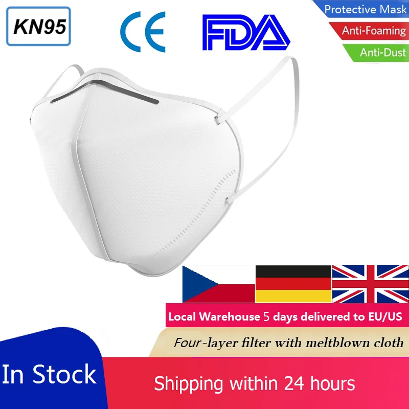 

EU Fast KN95 Face Mask CE FDA Protection Dust Masks 95% Filtration Respirator Anti-Fog Antibacterial Filter PM2.5 Breathable
