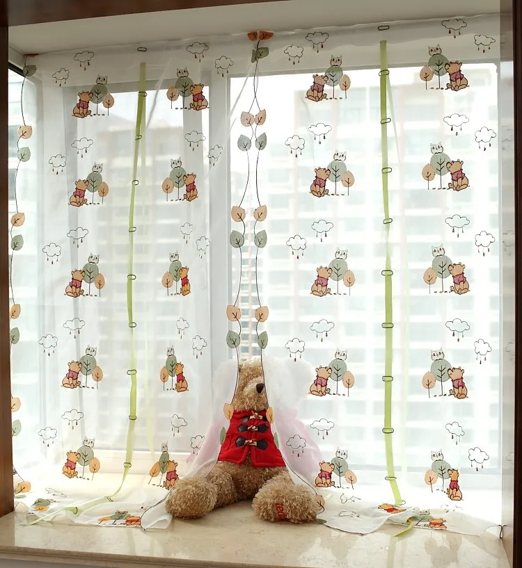 Details about   Cartoon Bear Kids Curtains Trees Embroidered Curtains For Kids Balloon Curtains 