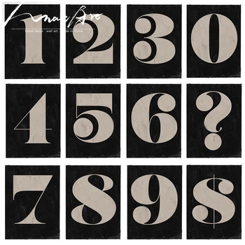 

Arabic numerals letter Poster and prints set Modern canvas art wall pictures for living room picture nordic Minimalist art