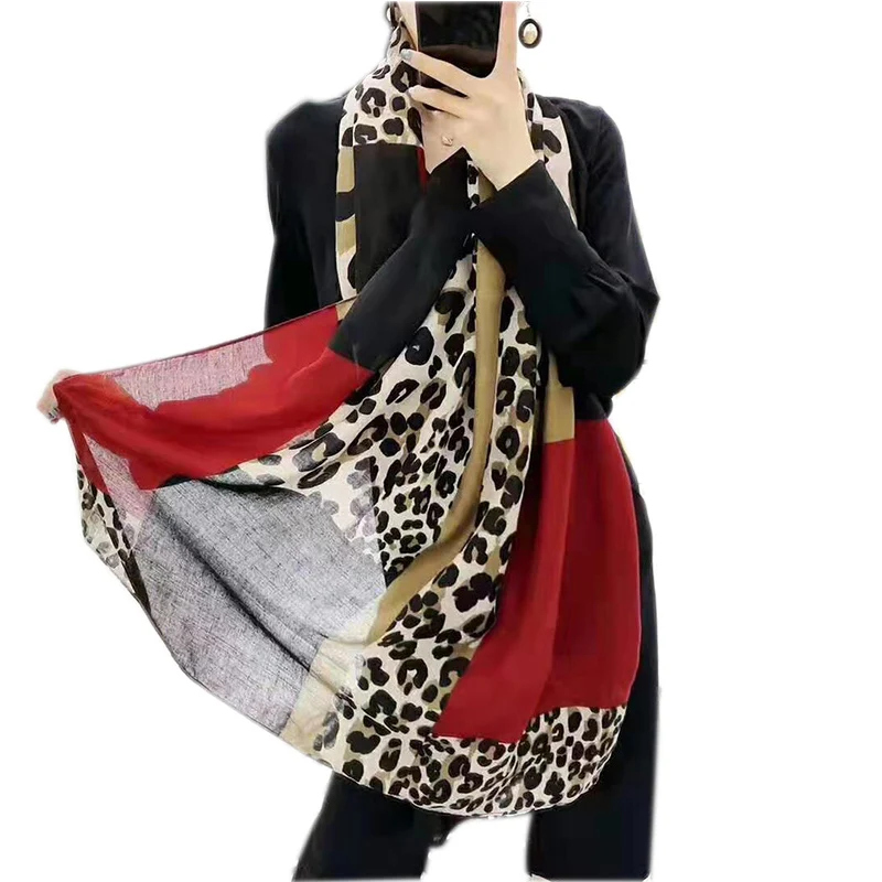 Высококачественный хиджаб с леопардовым принтом хлопковые шали мусульманские