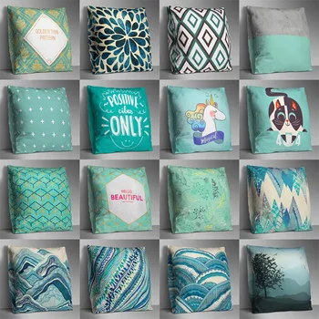 

Cute Green Double Side Print Cushion Cover Polyester Decorative for Sofa Seat Soft Throw Pillow Case Cover 45x45cm Home Decor