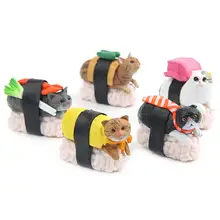 5pcs/Set Cute Sushi Cat Animal Ornament DIY Micro Landscape Gardening Doll Ornaments Accessories Small Garden Statues Sculpture