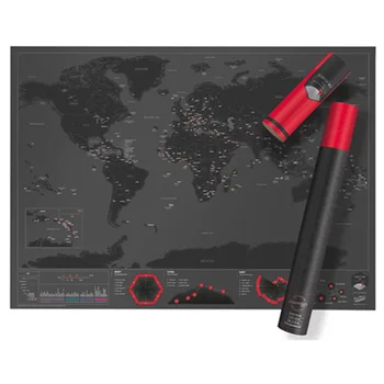 

Deluxe Scratch Map Personalized Travel World Scratch Map Mini Scratch Off Foil Layer Coating scratch map of the world