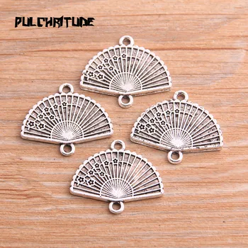 

8PCS 21*24mm Antique Silver color color Color Fan Connectors Charms Pendants For Jewelry Making DIY Handmade Craft