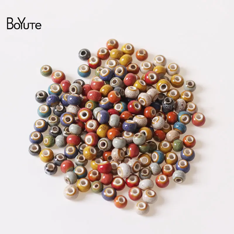 BoYuTe 50 шт 6 мм 8 мм глазурные керамические, фарфоровые шарики Diy ручной работы для изготовления ювелирных изделий - Цвет: Beads Mix Random