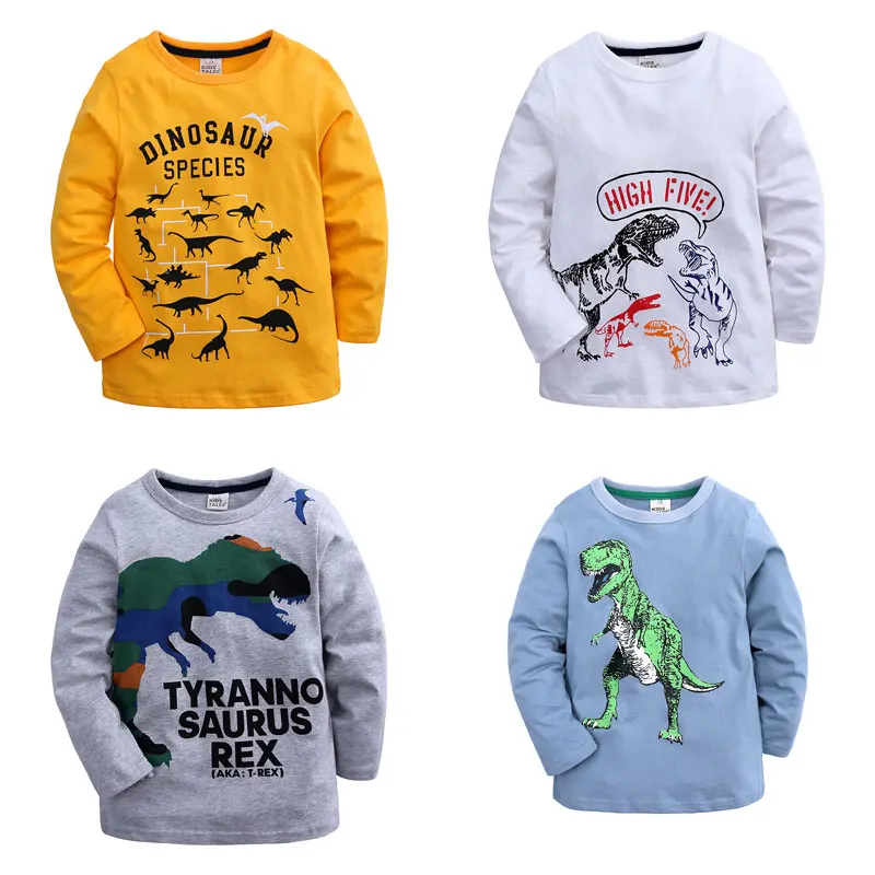 Girls Tops T-Shirts Kids Clothes Dinosaur Long-Sleeve Children Spring Summer Graphic