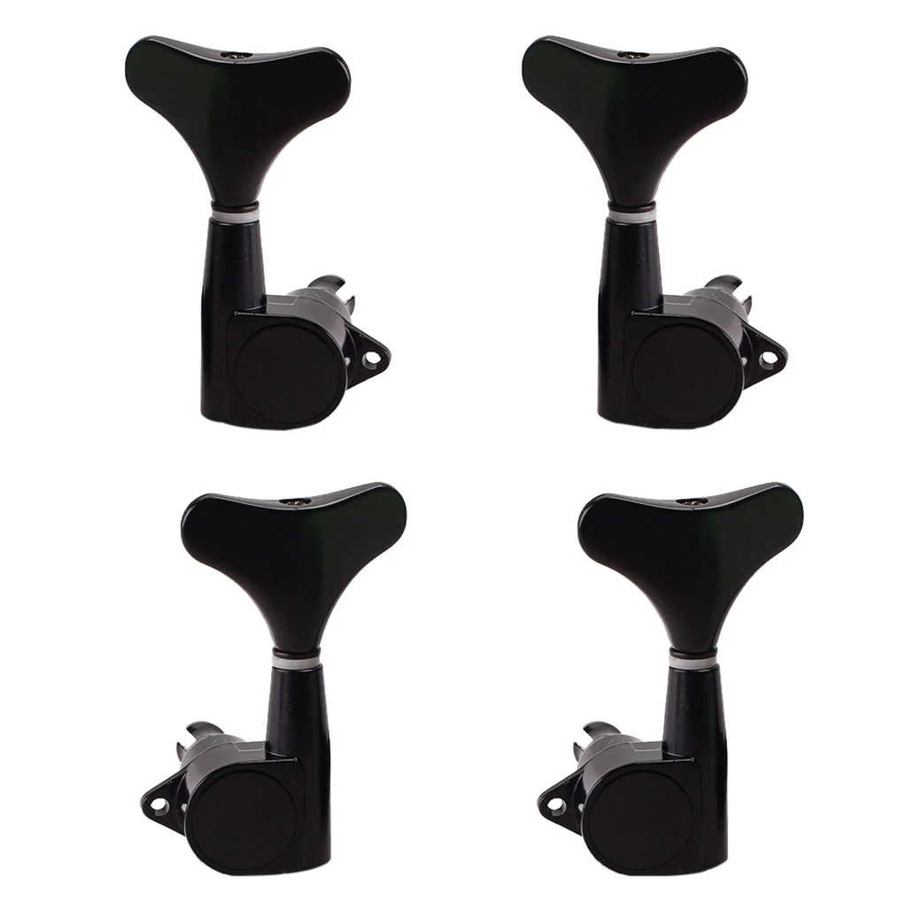 4pcs/set 2R2L Acoustic Guitar Tuning Pegs Machine Heads Black for 4-string Bass