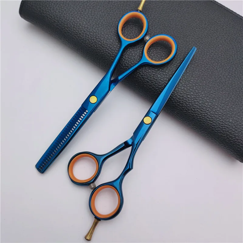 

5.5inch Professional Hairdressing Scissors Thinning Barber Scissors Set Hair Cutting Shears Hair cutter 9CR13 blue