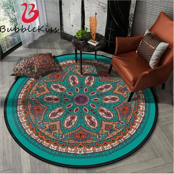 

Bubble Kiss Hot Sale Round Carpet Bohemian Vintage Mandala Flower Ethnic Style Rugs For Modern Living Room Bedroom Decor Rug