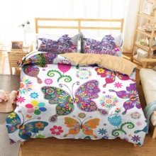 Comforter Sets Soft Material Color Butterfly Printed Duvet Cover Home Textiles with Pillowcases Bed Linen