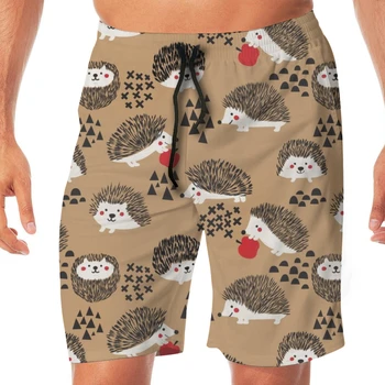 

Cute Hedgehog Men's Beach Pants Quick Drying Beach Shorts Swimming Surfing Boating Water Sports Trunks Loose Swimwear Shorts