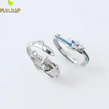 

925 Sterling Silver Lovers Ring Open Rings For Women Romantic Sword Flower Zircon Couple Rings Handmade Jewelry Flyleaf