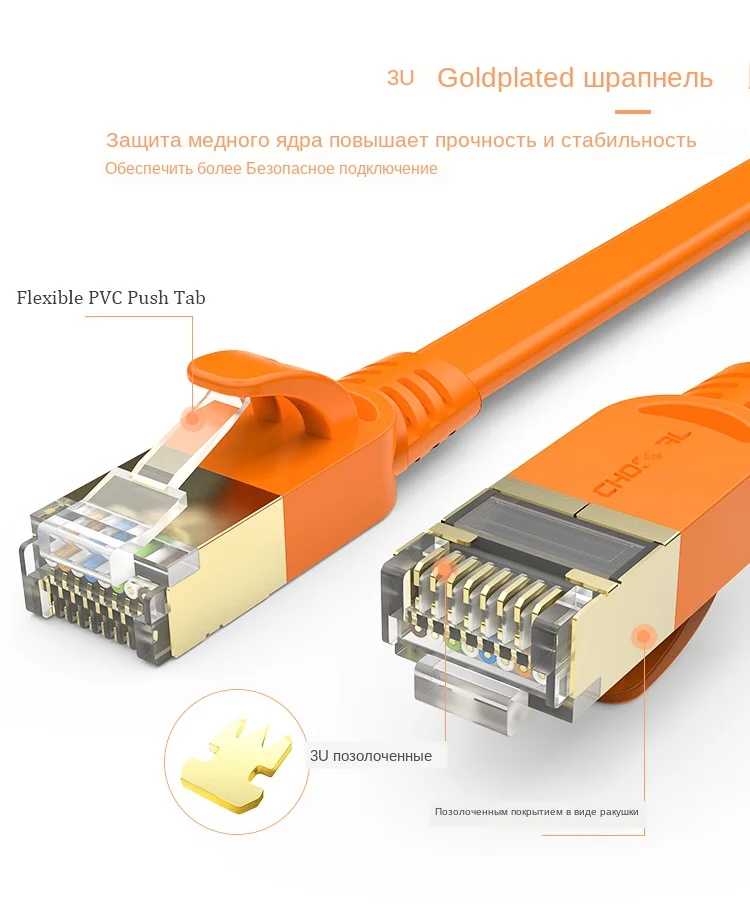 CHOSEAL Ethernet Network Cable RJ45 Flat Cat7 Lan Cable RJ 45 Ethernet Patch Cord Cable for Computer Router (8)