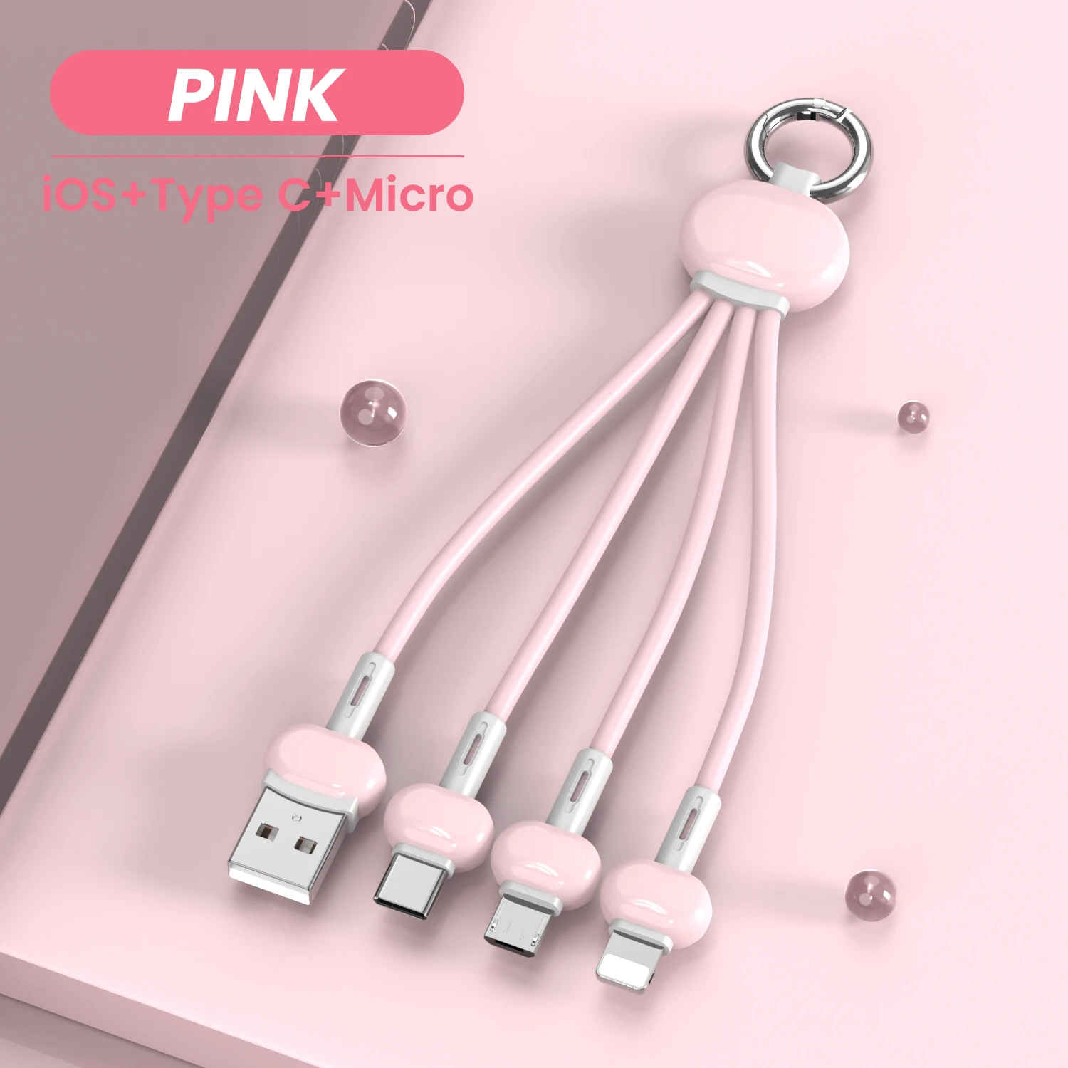 long iphone charger Keychain 3 in 1 USB Type C Cable for iPhone 13 12 11 XS X XR 3in1 2in1 USB Cable Charger Micro USB Type C Cord for Xiaomi Redmi iphone usb cable Cables