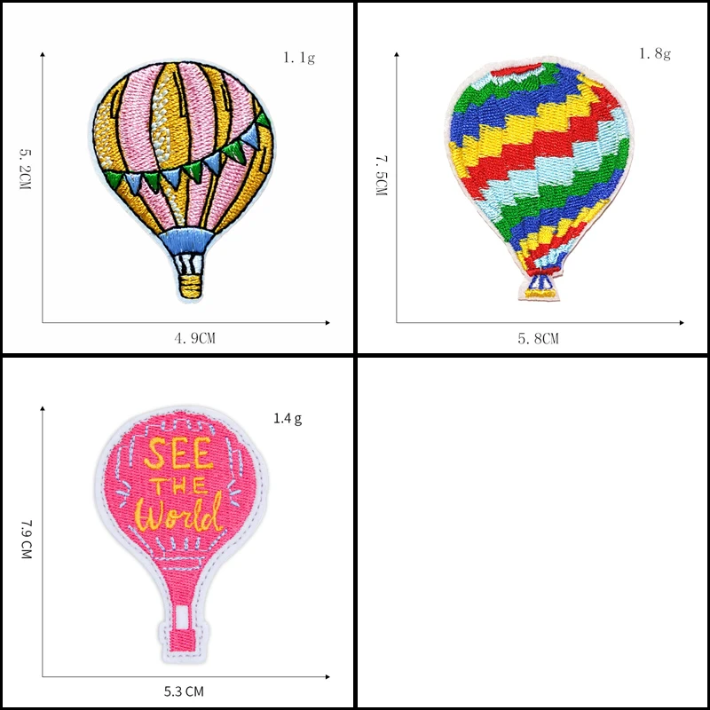 Colorful Three Striped Hot Air Balloons Iron on Applique/Embroidered Patch 