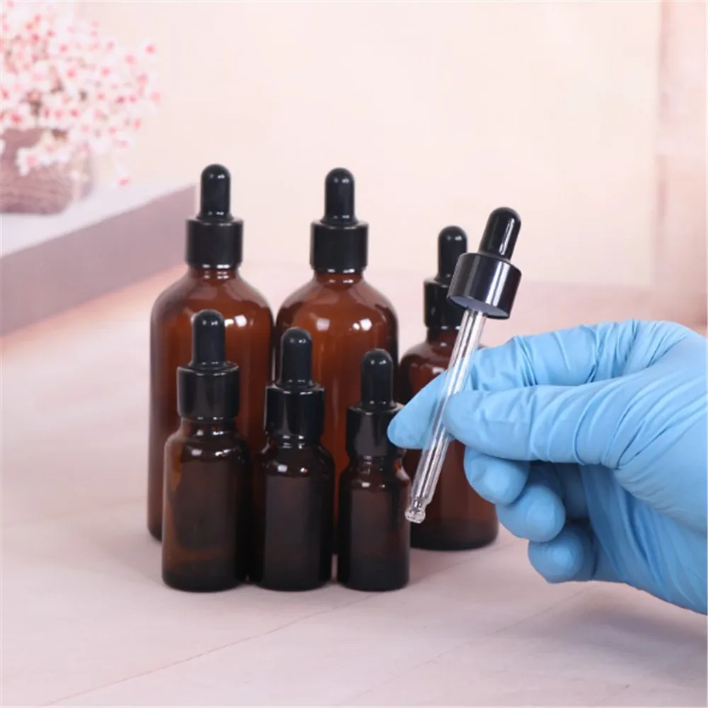 Hot Sale 5 -100ml Amber Pink Glass Dropper Bottle Jars Vials With Pipette For Cosmetic Perfume Essential Oil Bottles