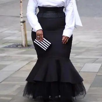 

Big size fashion ruffles lady high street long skirt high waist slim sexy mermaid skirt hot sale sexy fashion party skirt